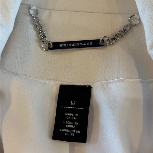 White House Black Market White Cropped Moto Jacket Size 16 - Picture 5 of 7